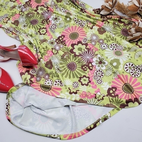Emma's Closet Lime Pink Floral Boho Tunic Dress S - Picture 12 of 16